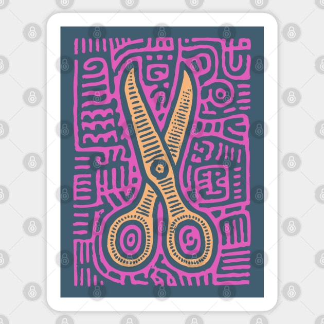 Psychedelic Barber Shears | The Abstract Haircut Sticker by TuncGK